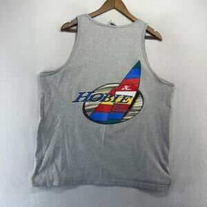 Vintage Hobie Sportswear Shirt Men's XL Gray Graphic Sailing Tank Top USA Made